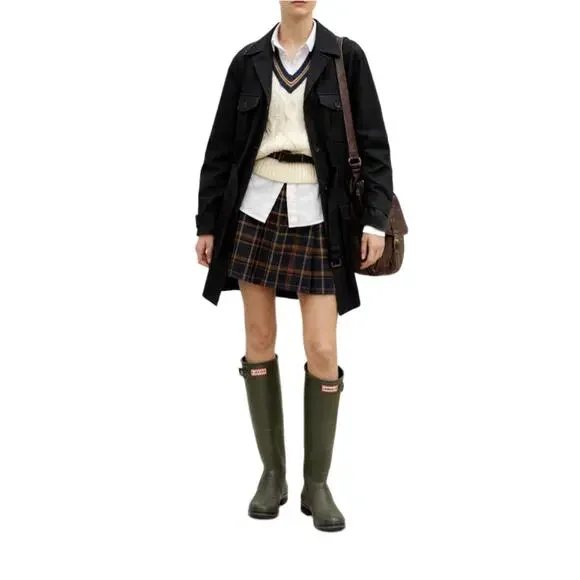 ZARA Linen Utility Jacket Belted Trench Coat Preppy Scandi Black Size XS/S - Picture 12 of 12